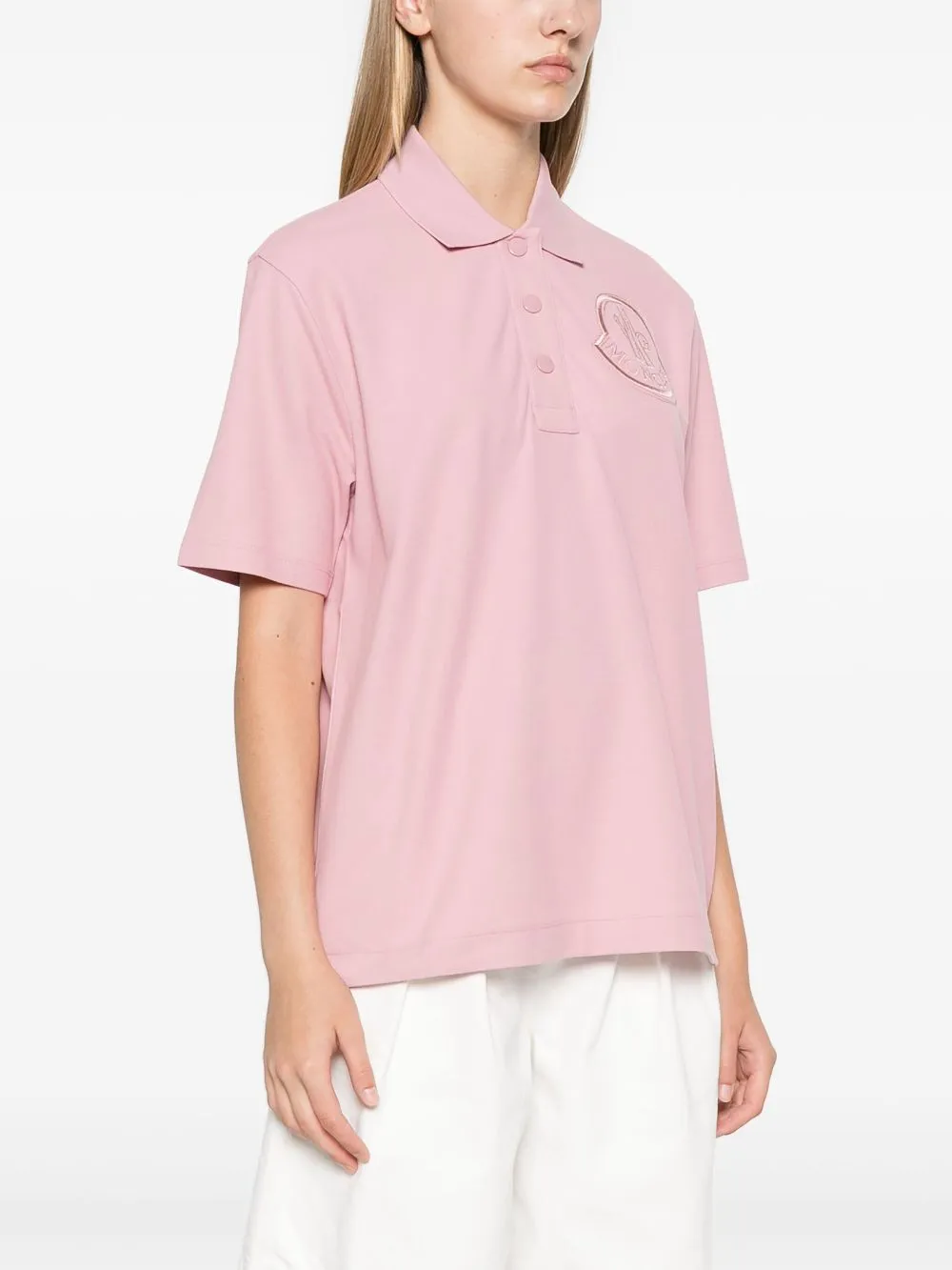 Moncler Poloshirt met geborduurd logo Roze