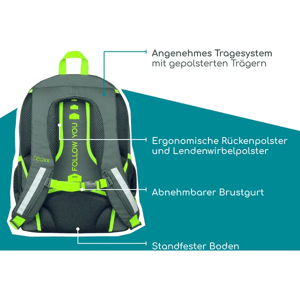 NEOXX  FLOW RUGZAK VAN GERECYCLEDE PETFLESSEN, GRIJS