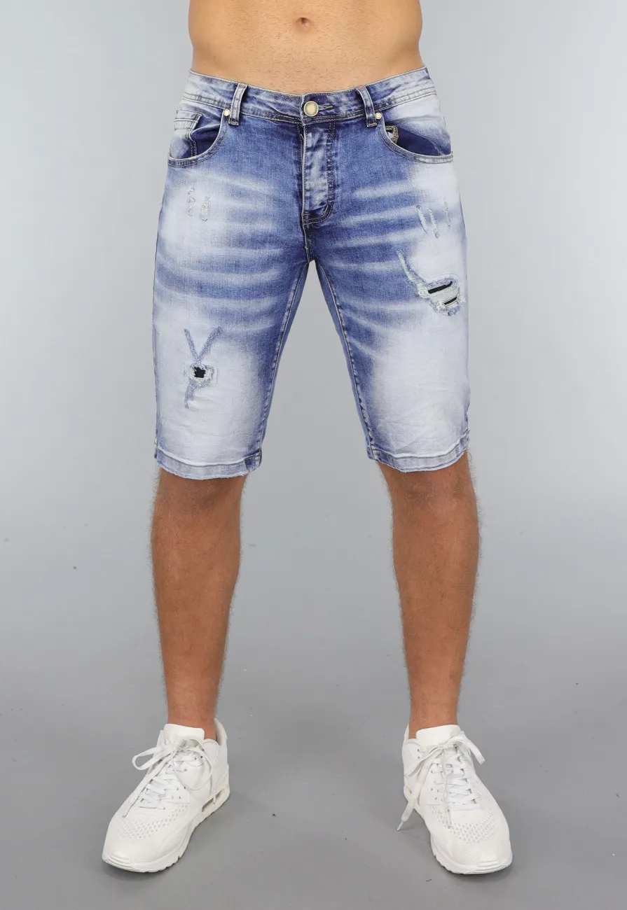 NEW1807 Heren Korte Broek met Bleek Wash