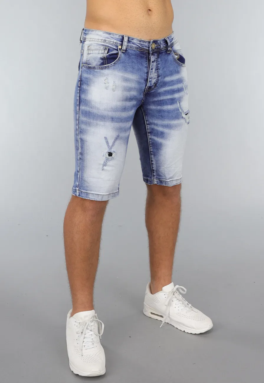 NEW1807 Heren Korte Broek met Bleek Wash