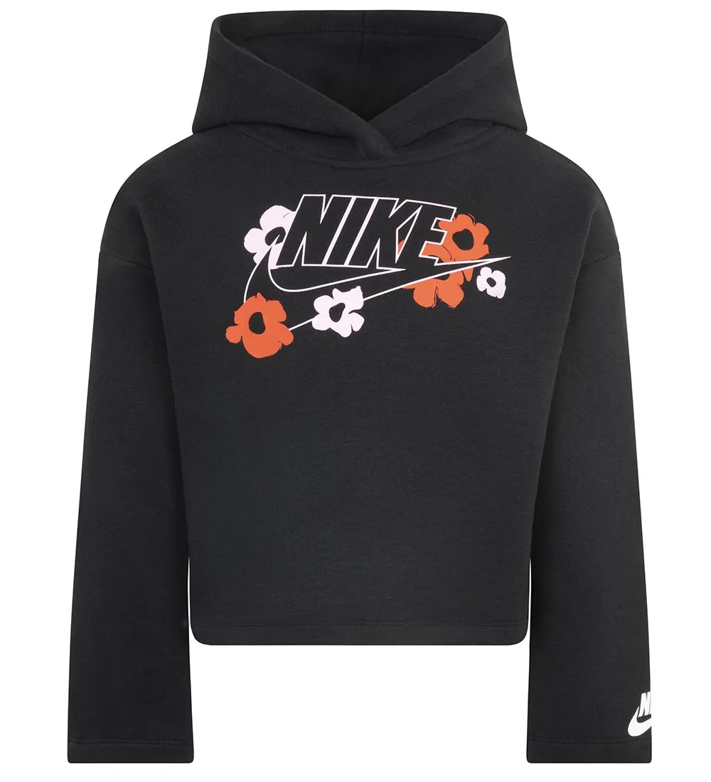 NIKE HOODIE  BIJGESNEDEN  ZWART M. BLOEMEN
