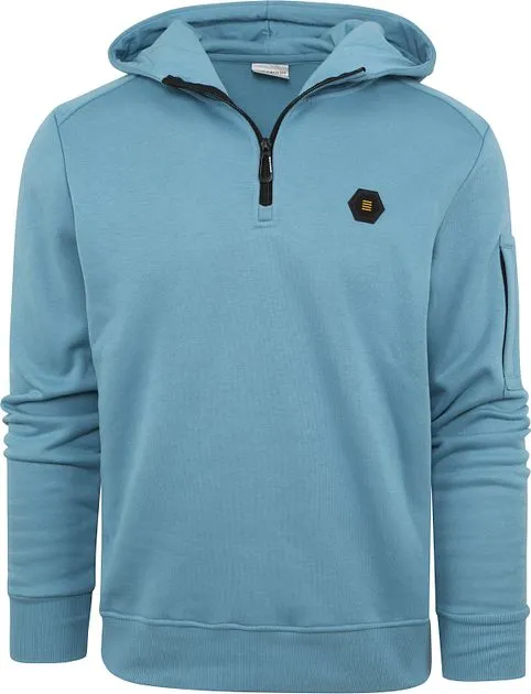 No Excess  Half Zip Hoodie Blauw