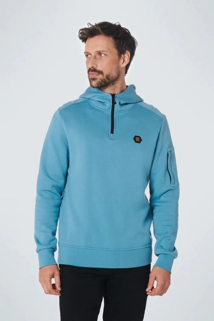 No Excess  Half Zip Hoodie Blauw