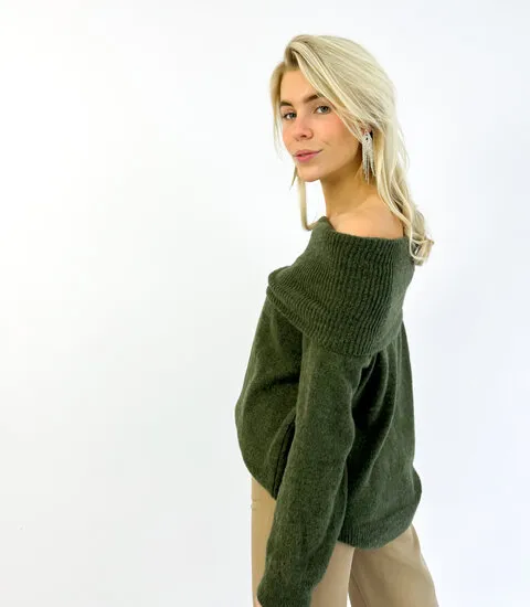 Novi Off Shoulder Trui | Khaki