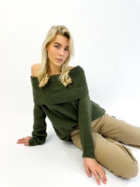 Novi Off Shoulder Trui | Khaki