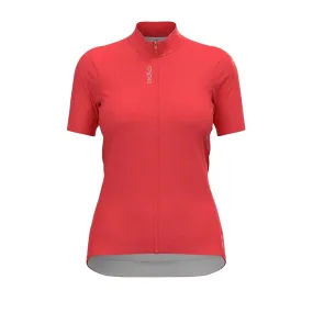 Odlo Zeroweight Chill-Tec Full Zip Fietsshirt Korte Mouwen Roze Dames