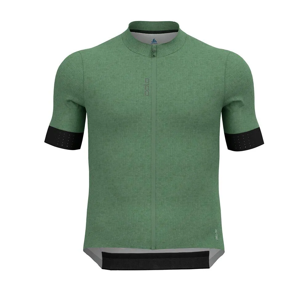 Odlo Zeroweight Full Zip Fietsshirt Korte Mouwen Groen/Zwart Heren