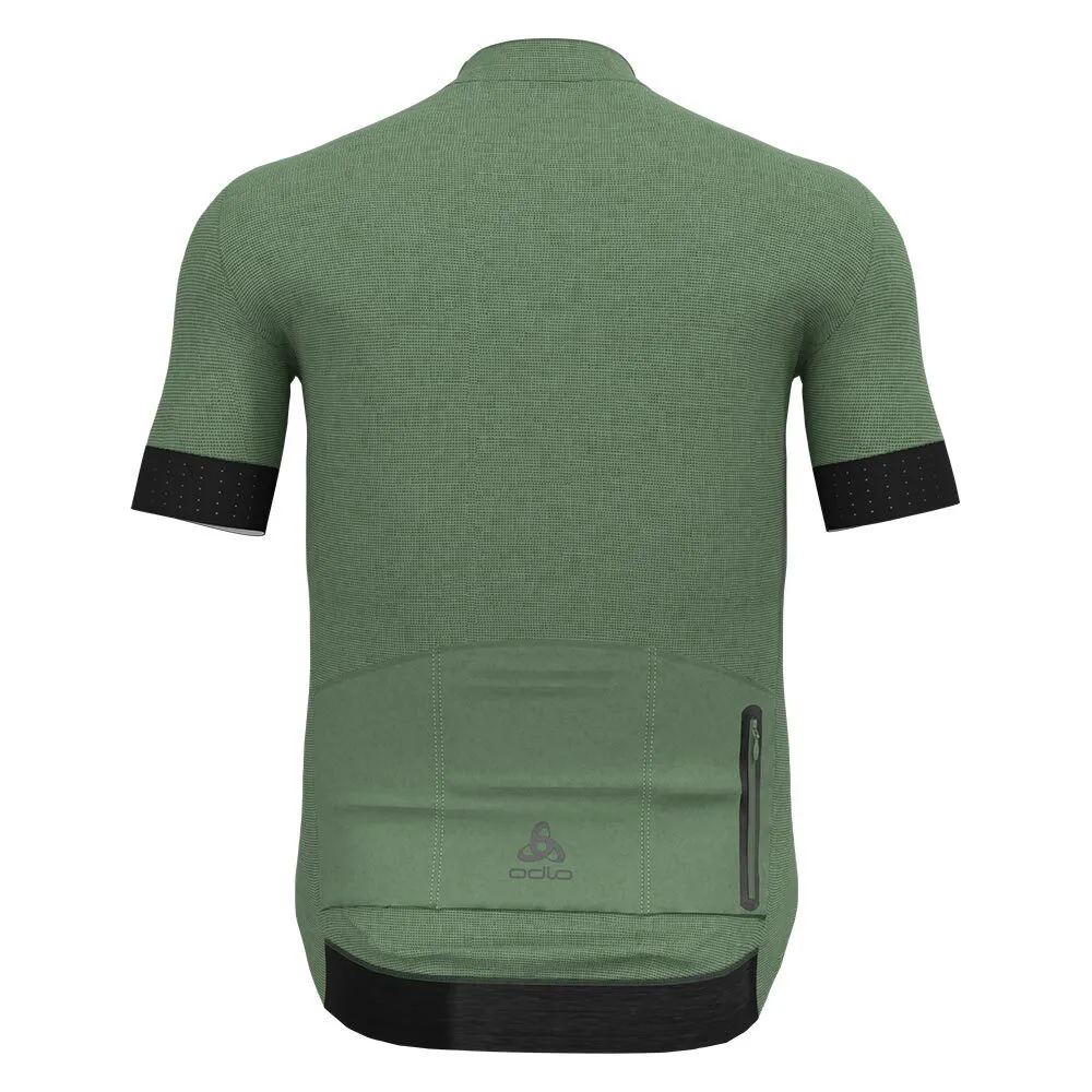 Odlo Zeroweight Full Zip Fietsshirt Korte Mouwen Groen/Zwart Heren