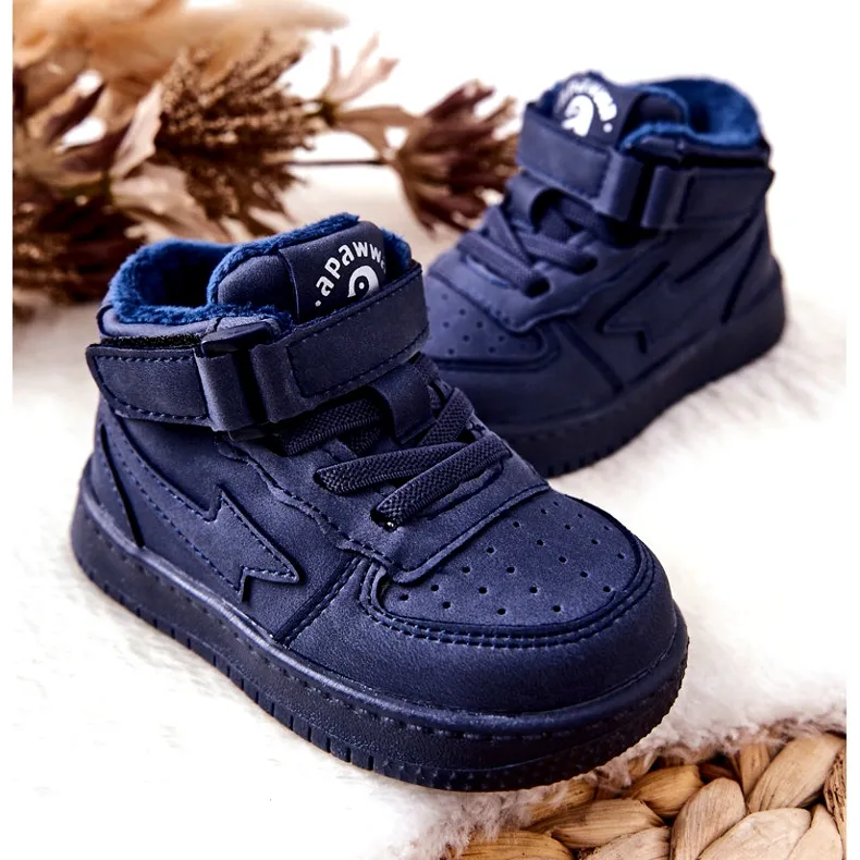 PA1 Warme hoge sportschoenen voor kinderen Navy Clafi GQ400 marineblauw