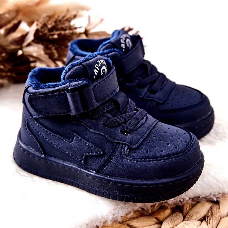 PA1 Warme hoge sportschoenen voor kinderen Navy Clafi GQ400 marineblauw