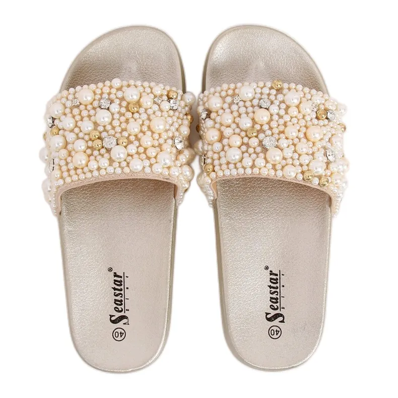 Pantoffels met parels BG66 Gold gouden