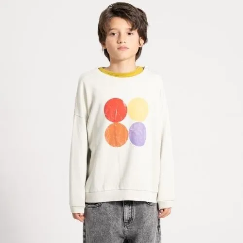 Piupiuchick sweatshirt ecru w/ multicolor circles print | trui