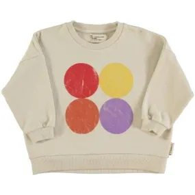 Piupiuchick sweatshirt ecru w/ multicolor circles print | trui