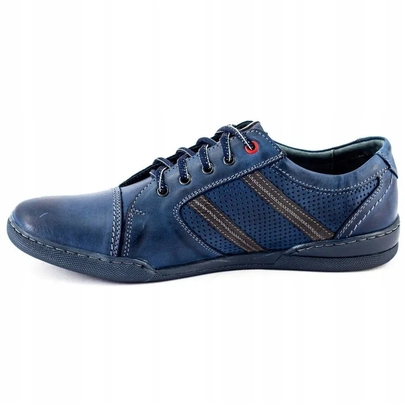 Polbut Casual herenschoenen R3 Perforation Navy Blue marineblauw