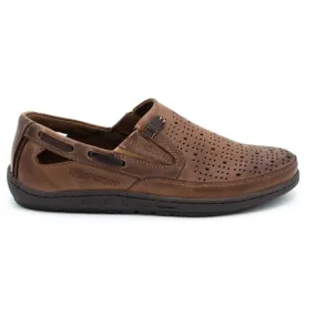 Polbut Herenschoenen opengewerkte loafers J68/2L bruin