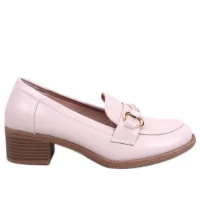 Pontei beige loafers met hoge hakken