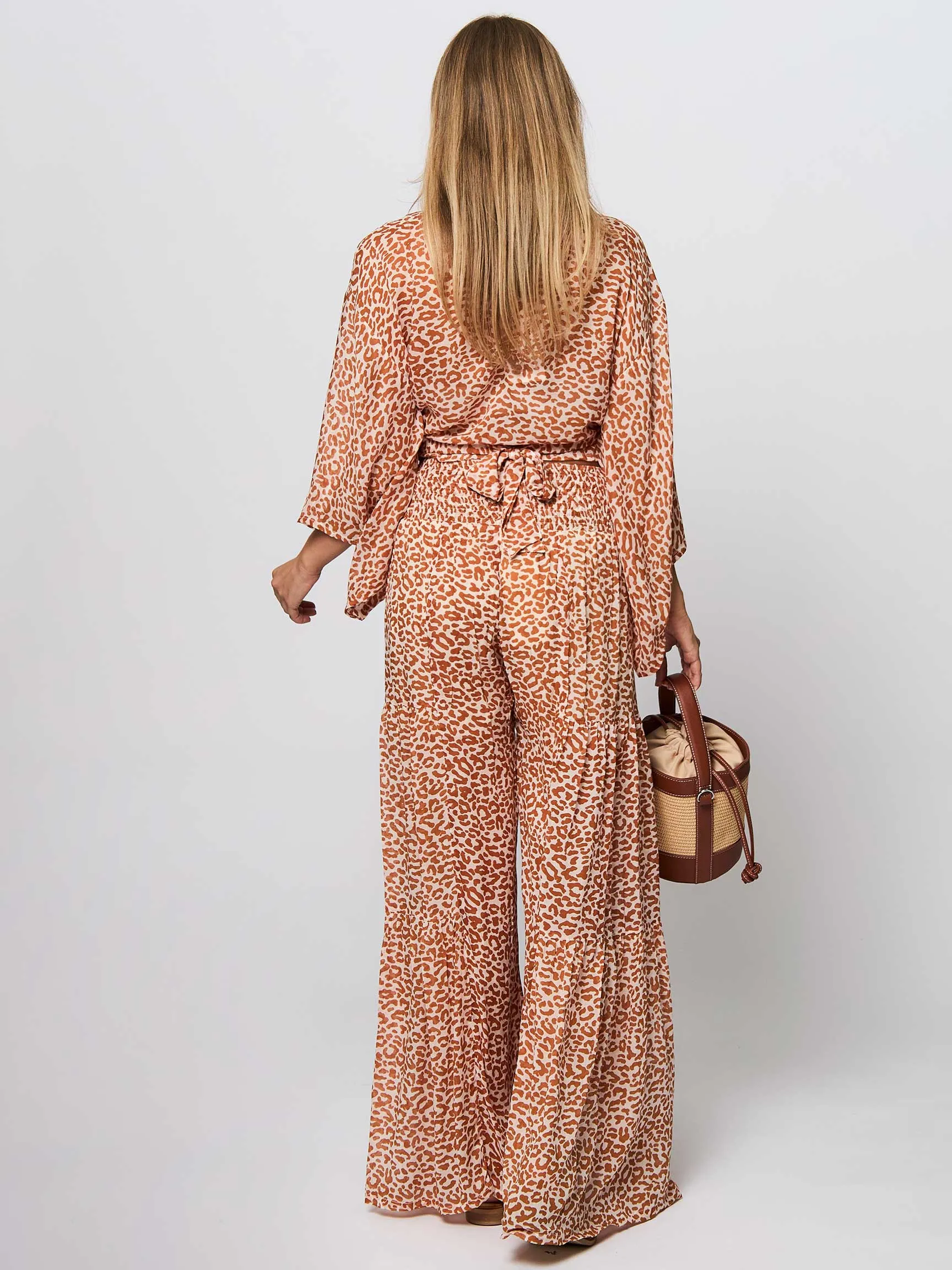 Poppy Field Grazia, viscose wide leg trousers with print