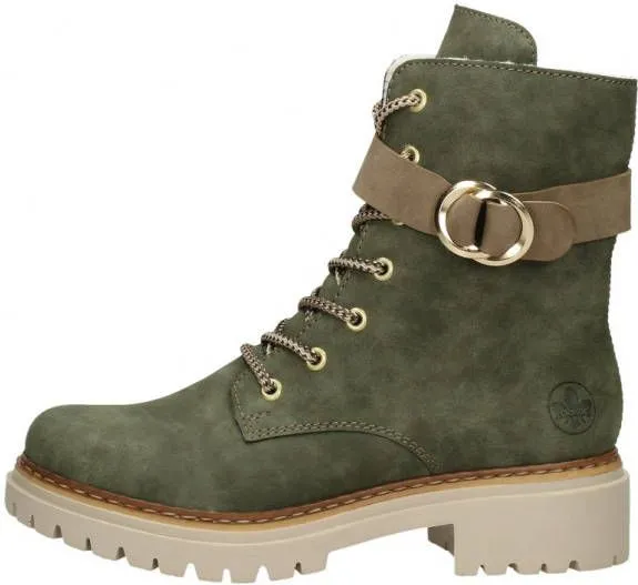 Rieker Veterboots groen Synthetisch 172246