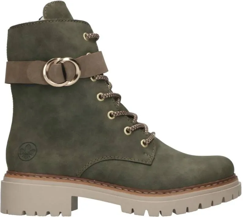 Rieker Veterboots groen Synthetisch 172246