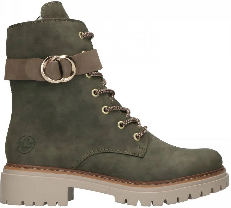 Rieker Veterboots groen Synthetisch 172246