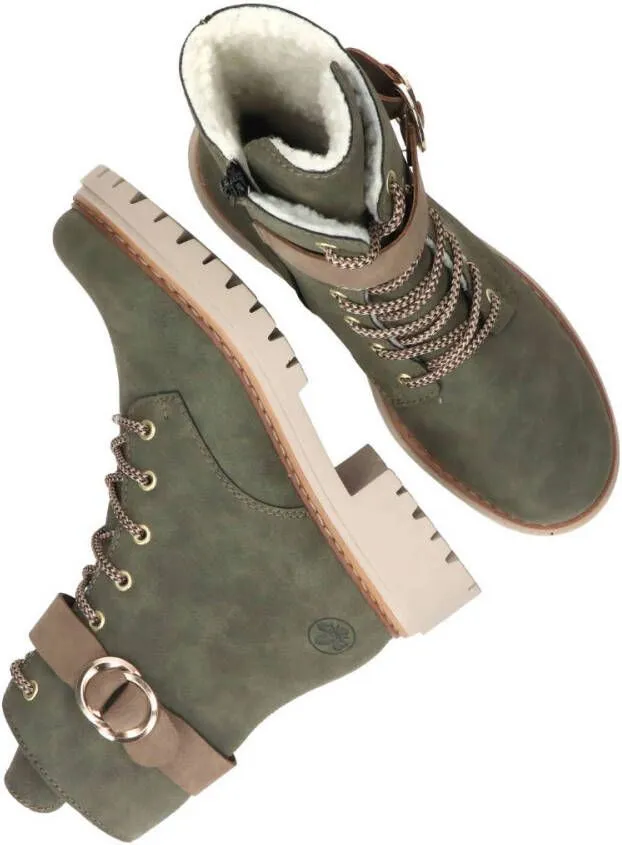 Rieker Veterboots groen Synthetisch 172246