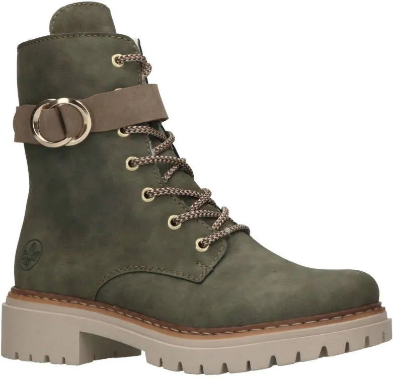 Rieker Veterboots groen Synthetisch 172246