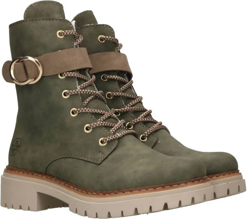 Rieker Veterboots groen Synthetisch 172246