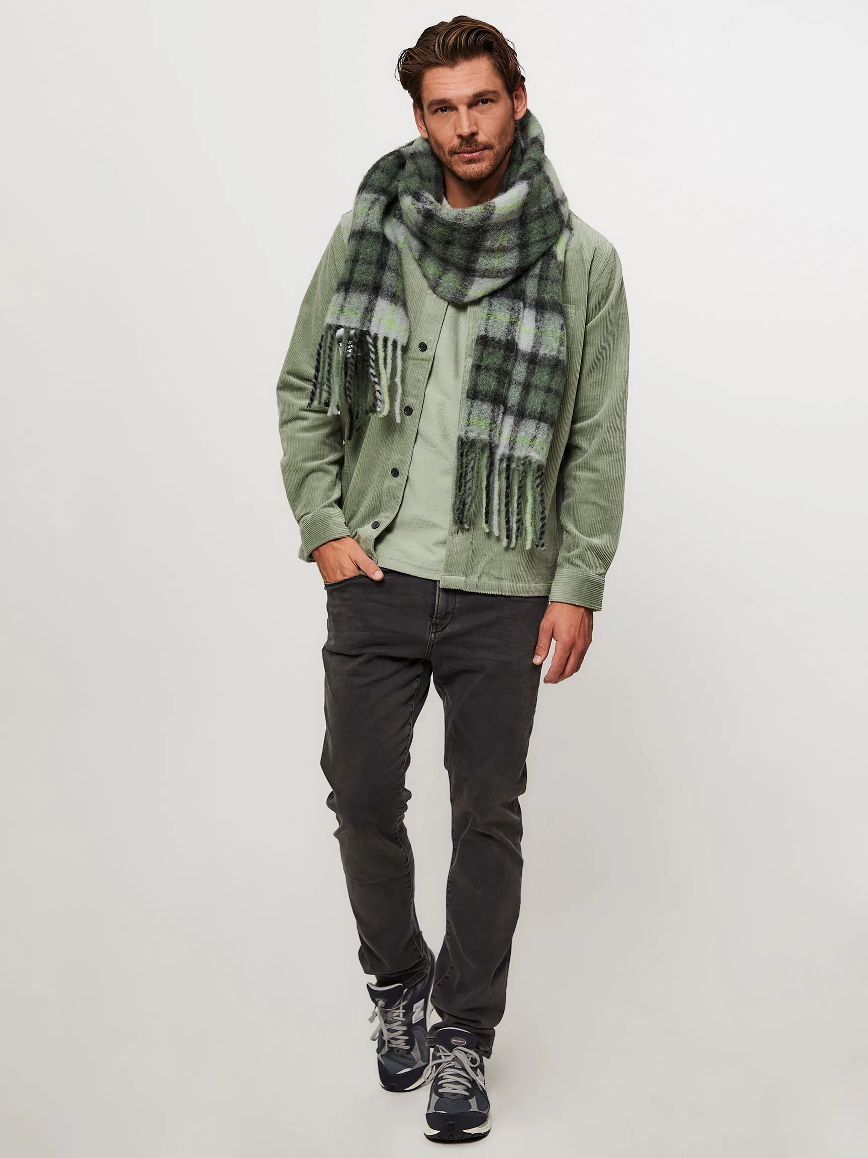 Samsoe Samsoe Men Alex, mohair mix scarf with checkered pattern