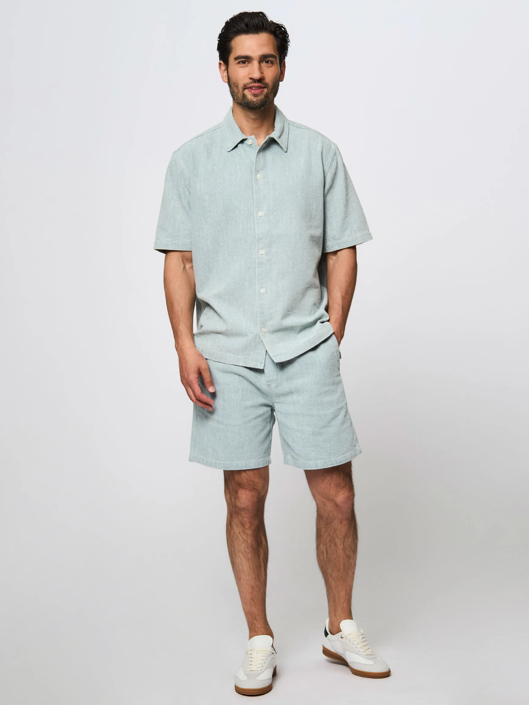 Samsoe Samsoe Men Sajabari, cotton mix denimlook shorts