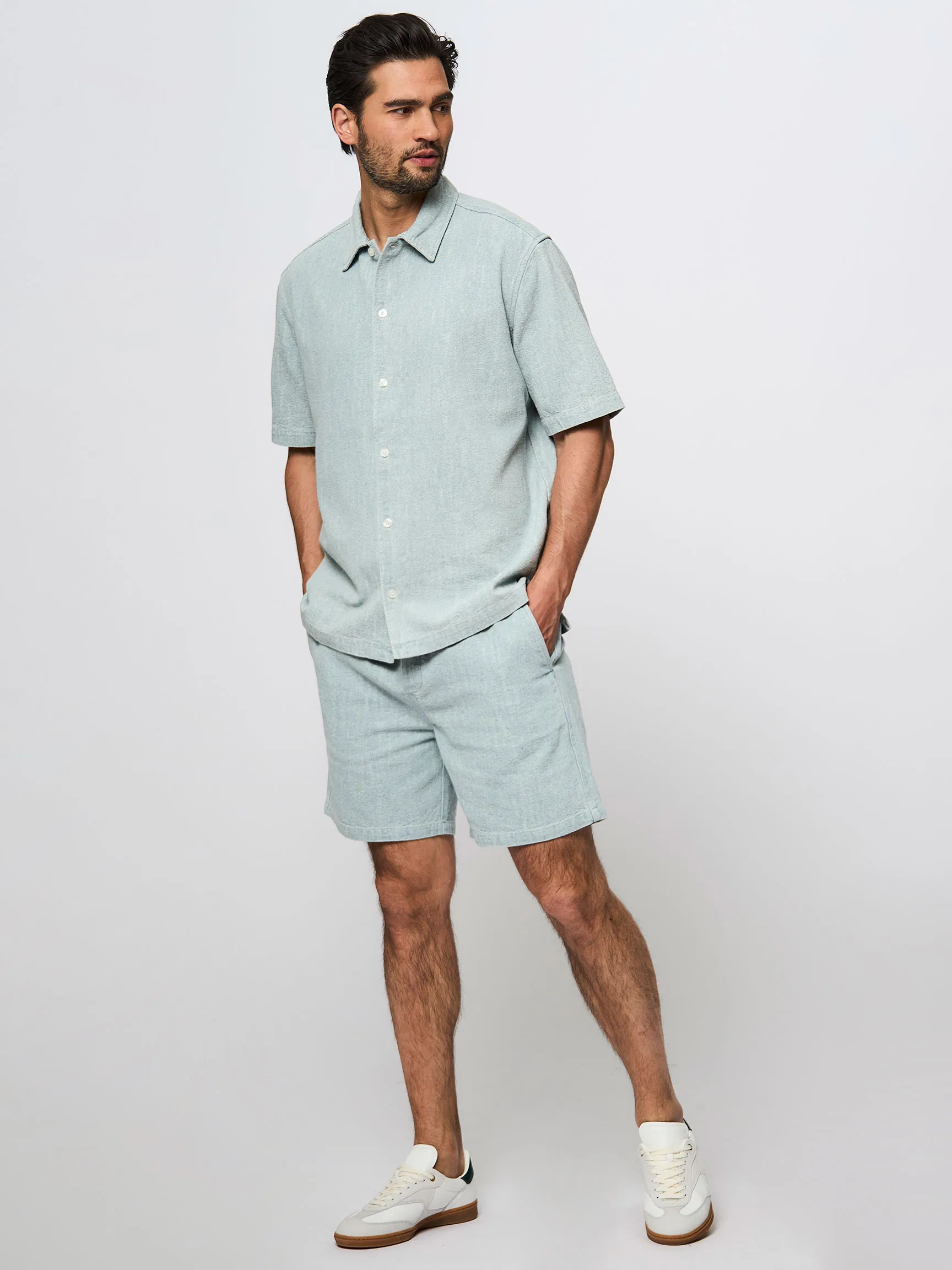 Samsoe Samsoe Men Sajabari, cotton mix denimlook shorts