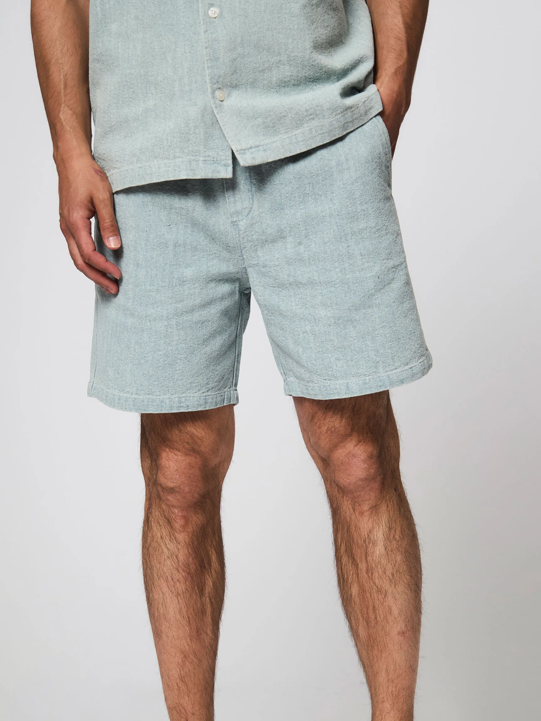 Samsoe Samsoe Men Sajabari, cotton mix denimlook shorts