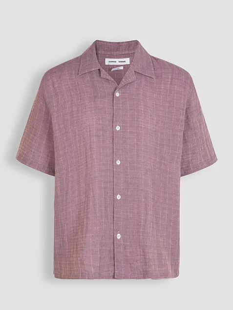 Samsoe Samsoe Men Seamerson, linen mix shirt with pattern