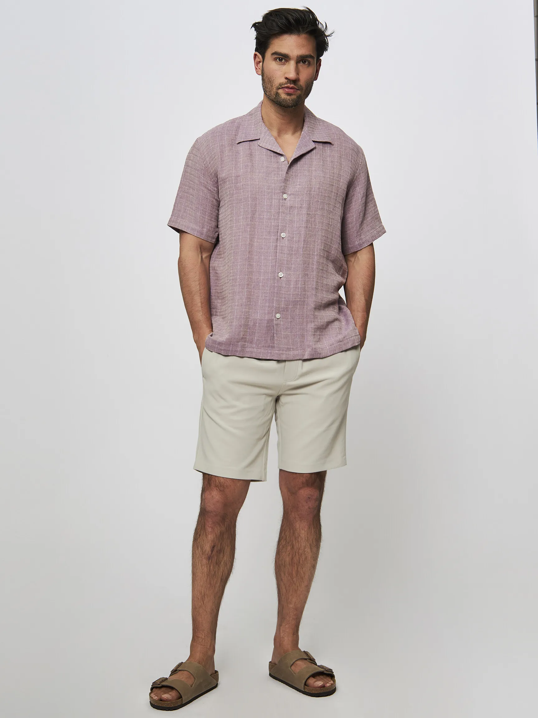 Samsoe Samsoe Men Seamerson, linen mix shirt with pattern