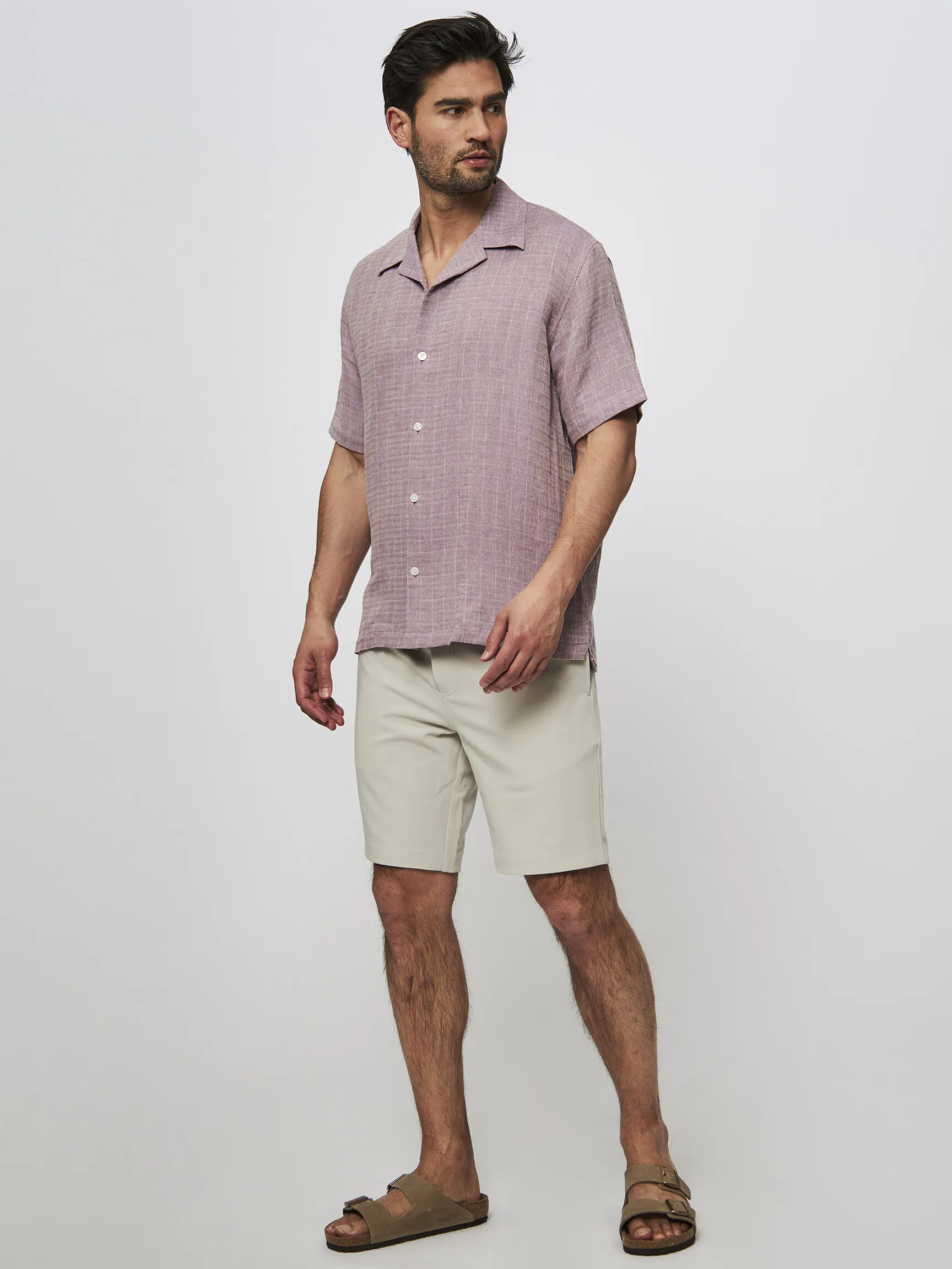 Samsoe Samsoe Men Seamerson, linen mix shirt with pattern