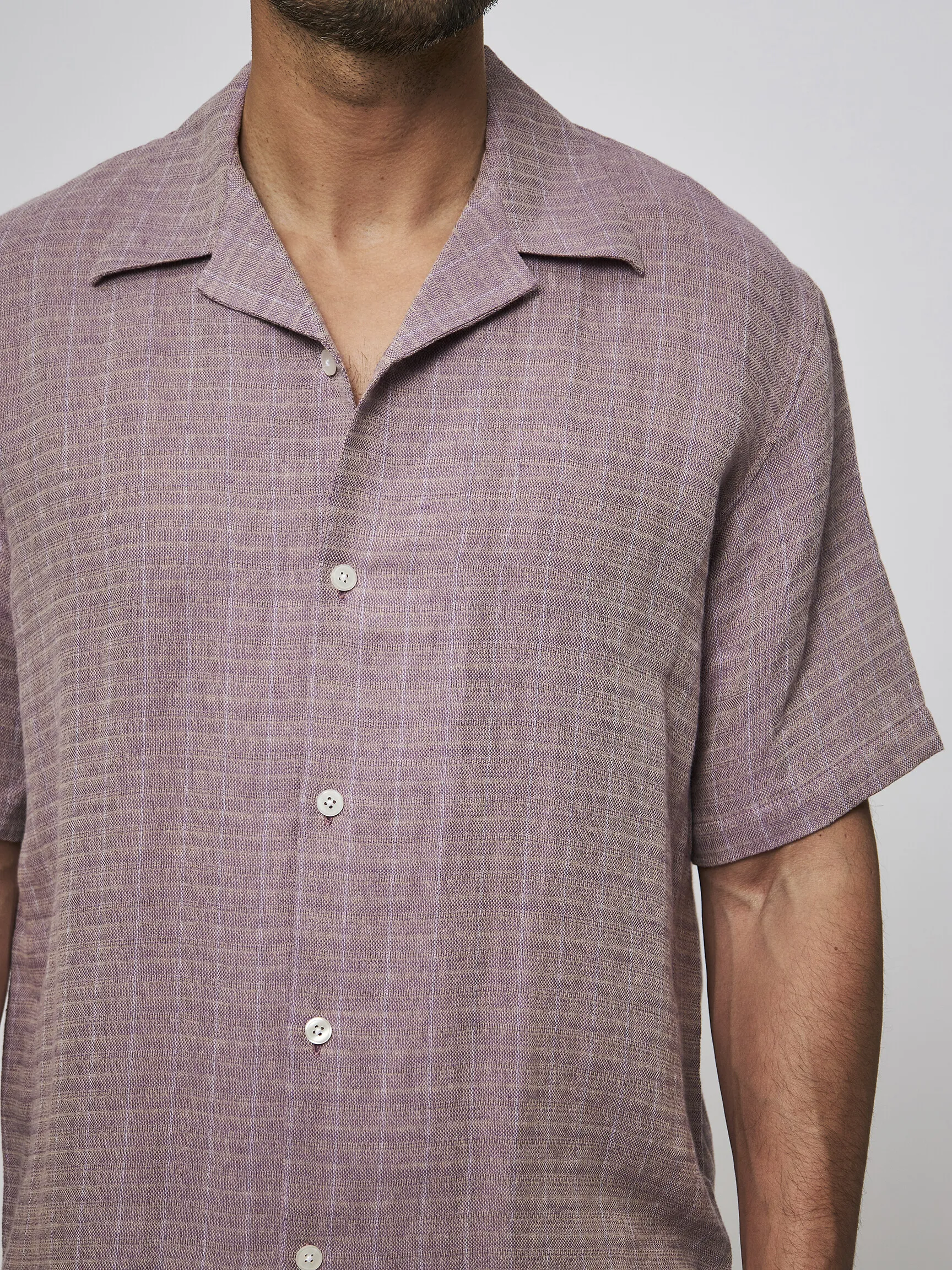 Samsoe Samsoe Men Seamerson, linen mix shirt with pattern