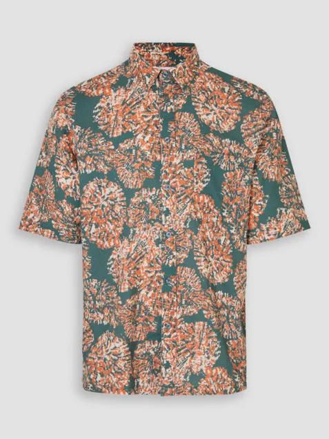 Samsoe Samsoe Men Taro, linen mix shirt with print