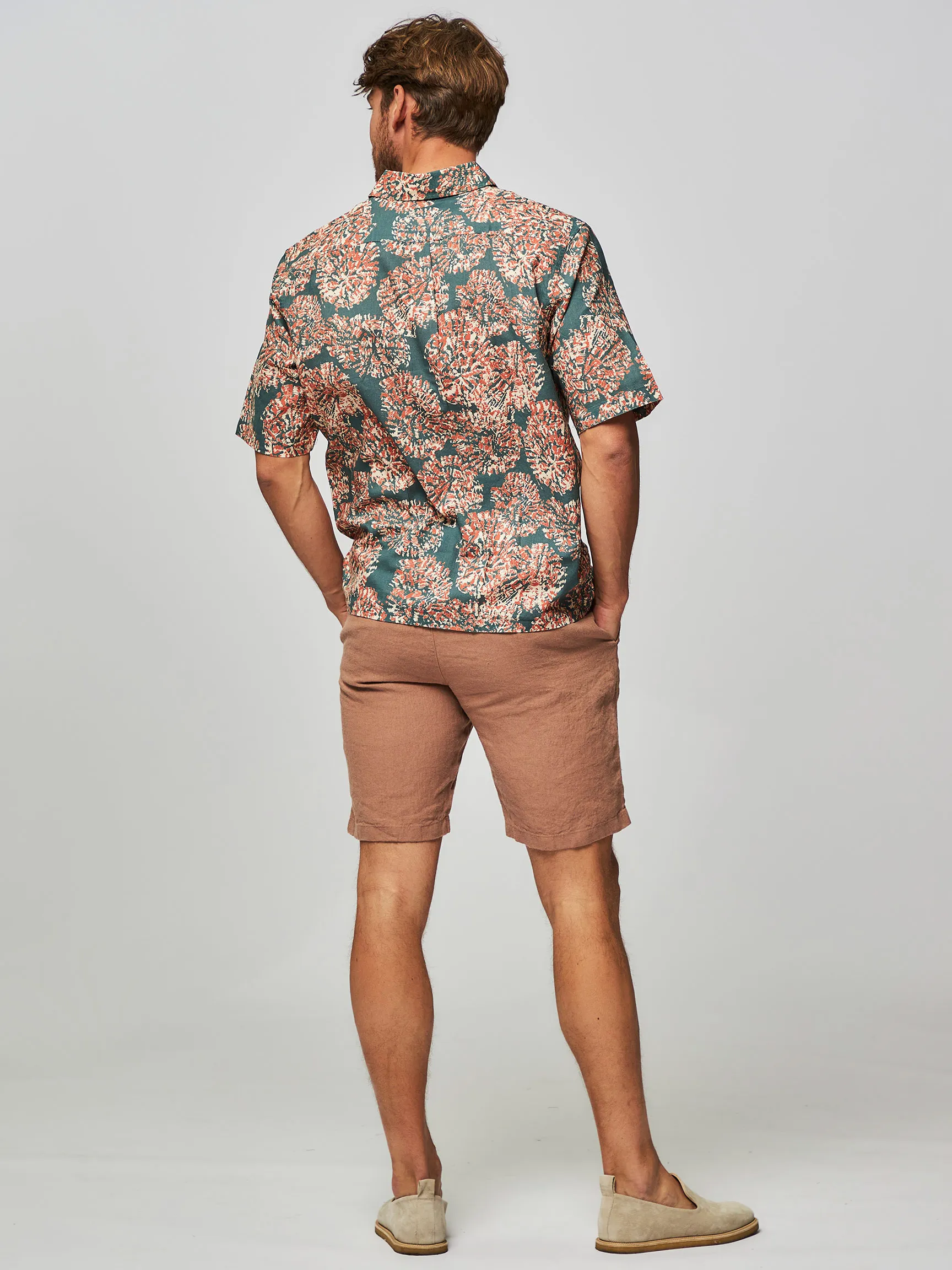 Samsoe Samsoe Men Taro, linen mix shirt with print