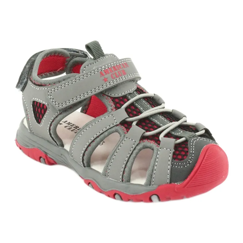 Sandalen in leer American Club XD06/20 grijs rood