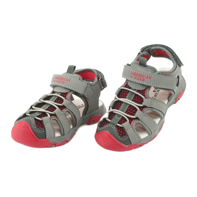 Sandalen in leer American Club XD06/20 grijs rood