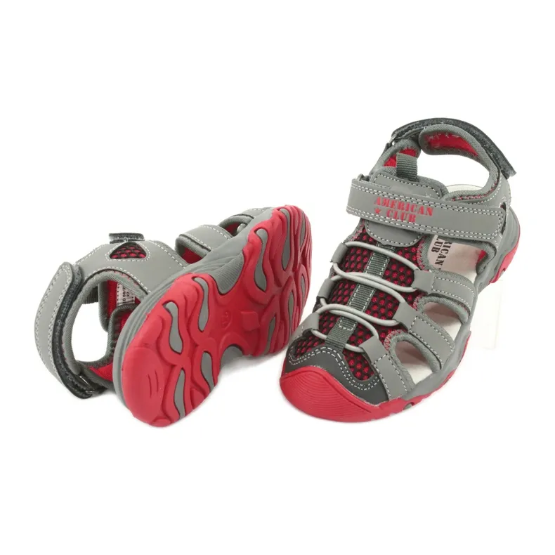 Sandalen in leer American Club XD06/20 grijs rood