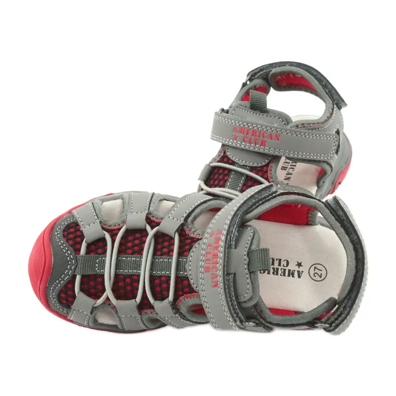 Sandalen in leer American Club XD06/20 grijs rood