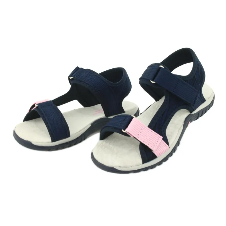 Sandalen met een American Club RL24/20 lederen inzetstuk marineblauw roze