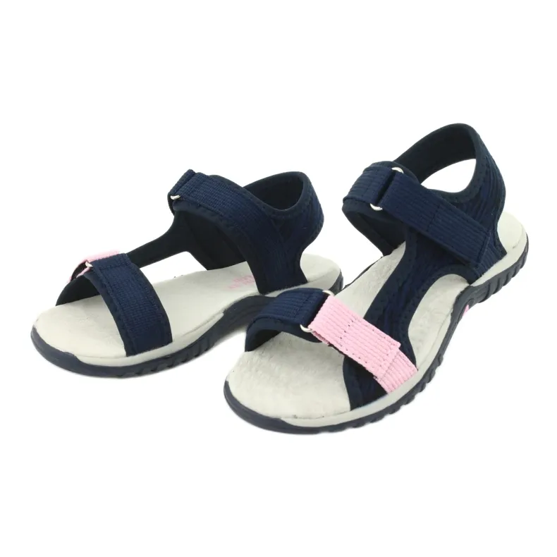 Sandalen met een American Club RL24/20 lederen inzetstuk marineblauw roze