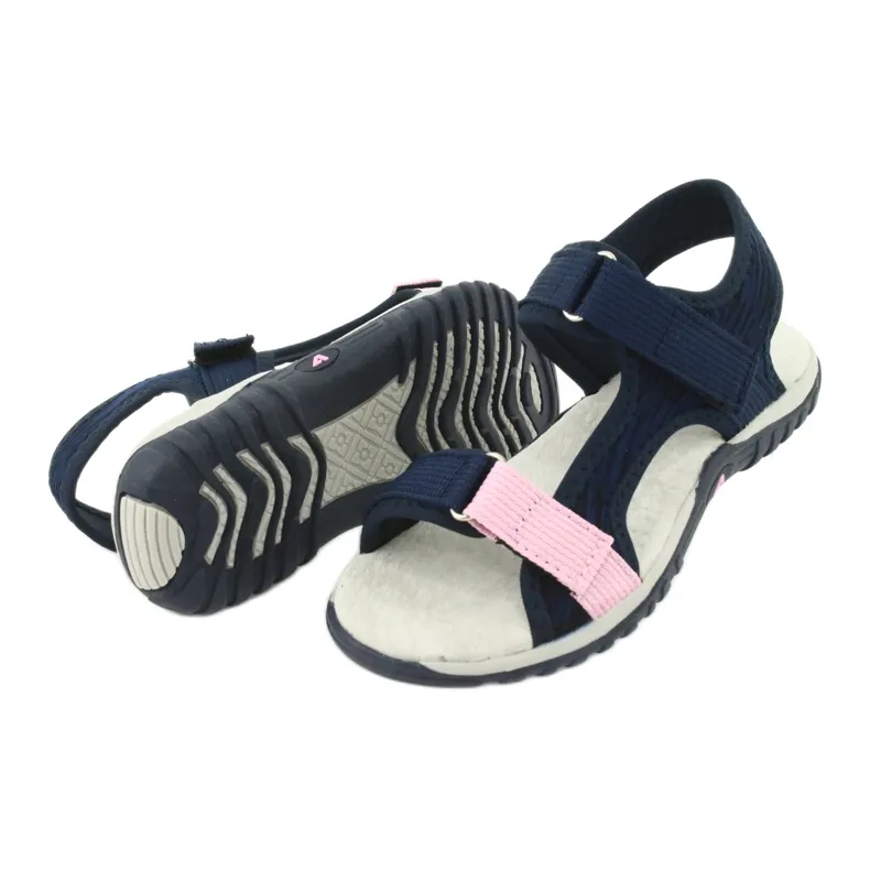 Sandalen met een American Club RL24/20 lederen inzetstuk marineblauw roze