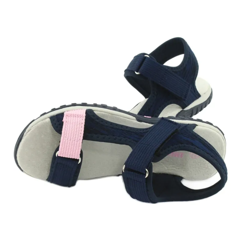 Sandalen met een American Club RL24/20 lederen inzetstuk marineblauw roze