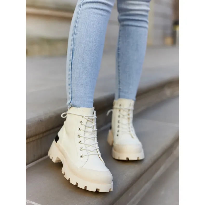 S.Barski Damessneakers Lichtbeige Larina Boots