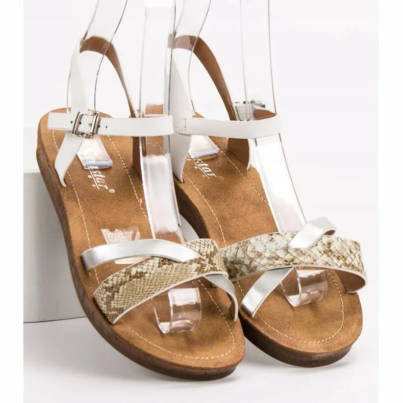 Seastar Modieuze platte sandalen wit