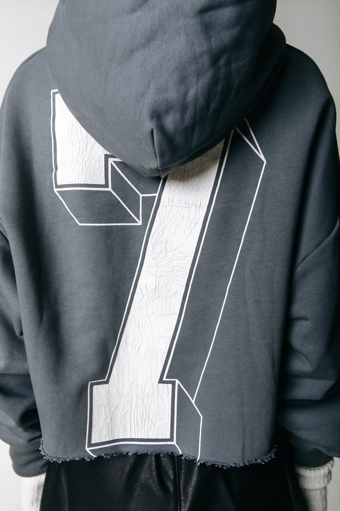  Seven Raw Edge Cropped Hoodie  