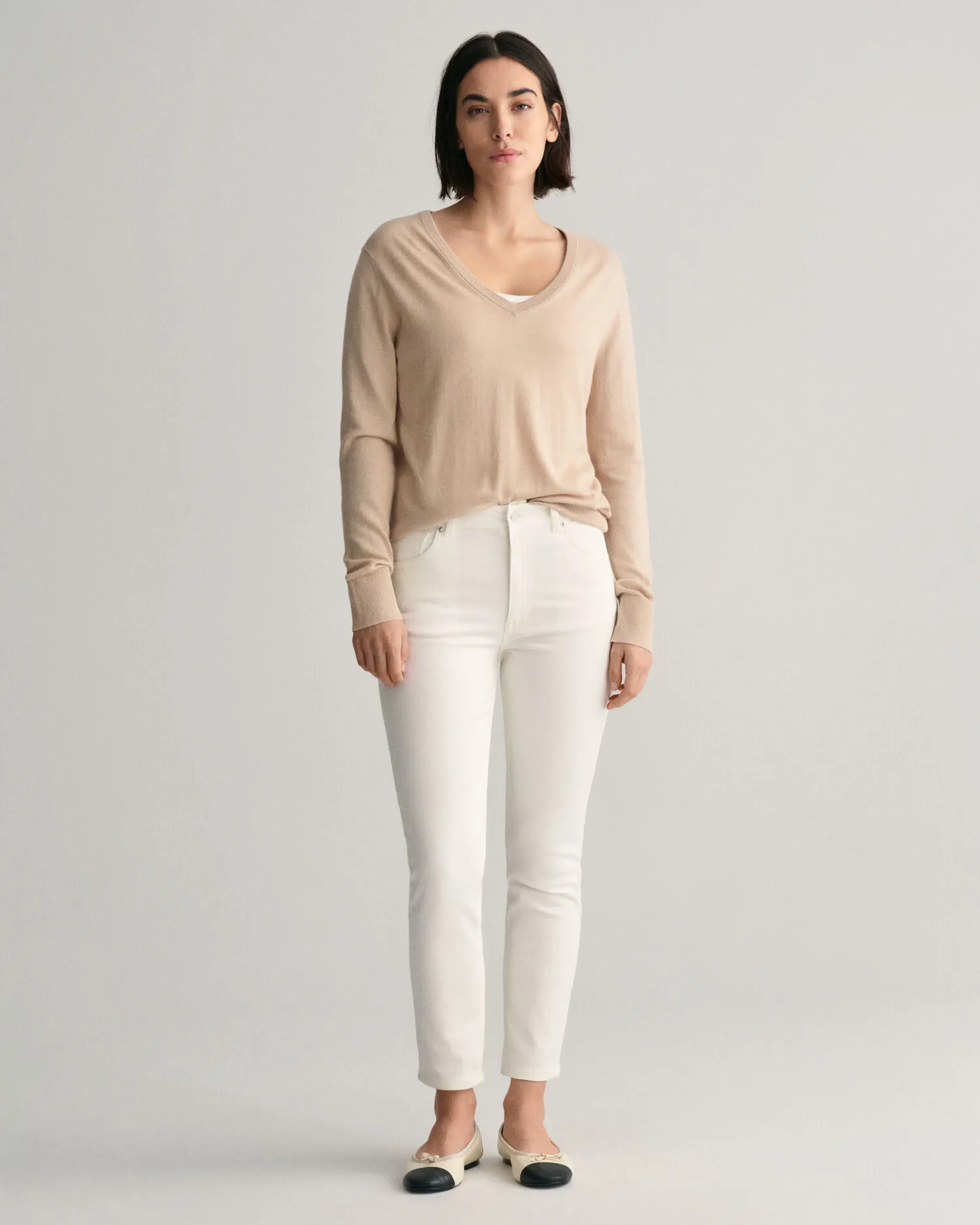 Slim Fit cropped witte jeans