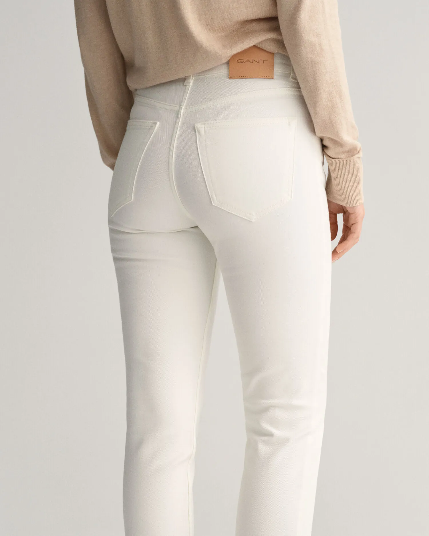 Slim Fit cropped witte jeans